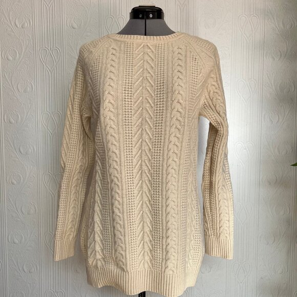Toast clothing cable knit Aran wool sweater beige tunic size Large or Medium - Picture 1 of 4